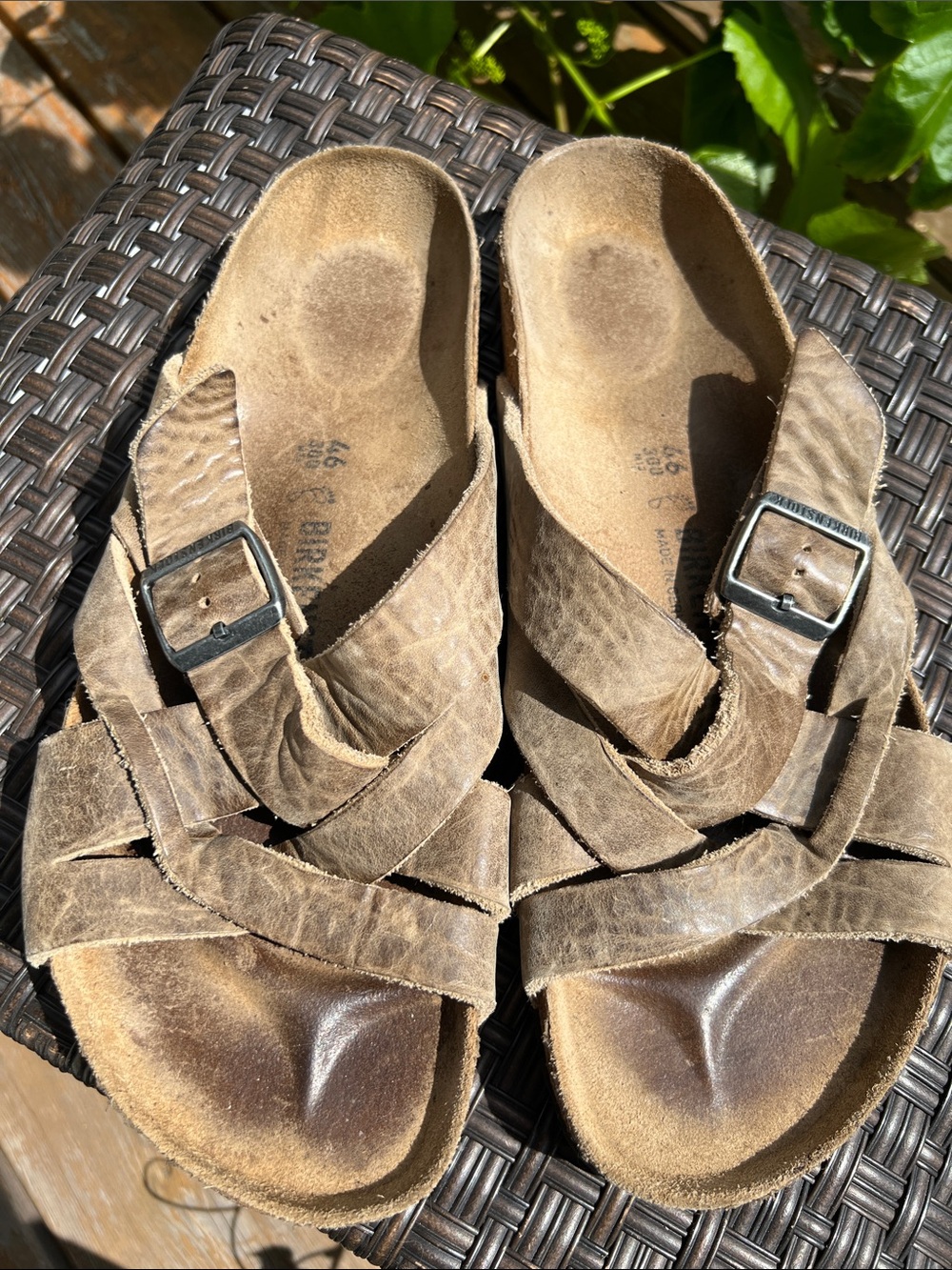 Birkenstock Lugano Brown Leather Oiled  Crisscross Buckle Sandals